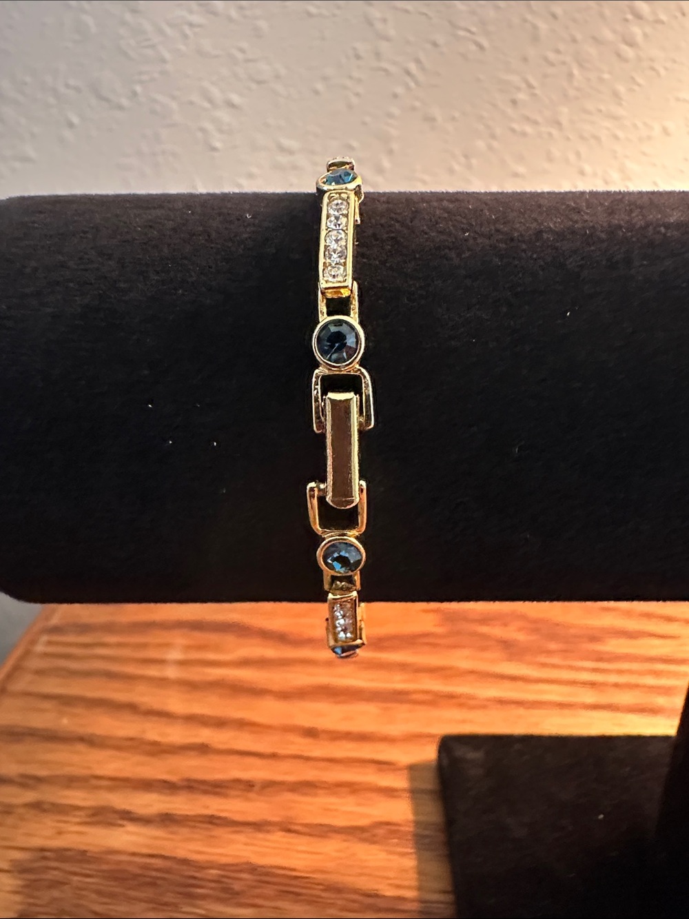 Premier Designs Gold-Tone Bracelet with Blue and Clear Stones - Picture 2 of 2